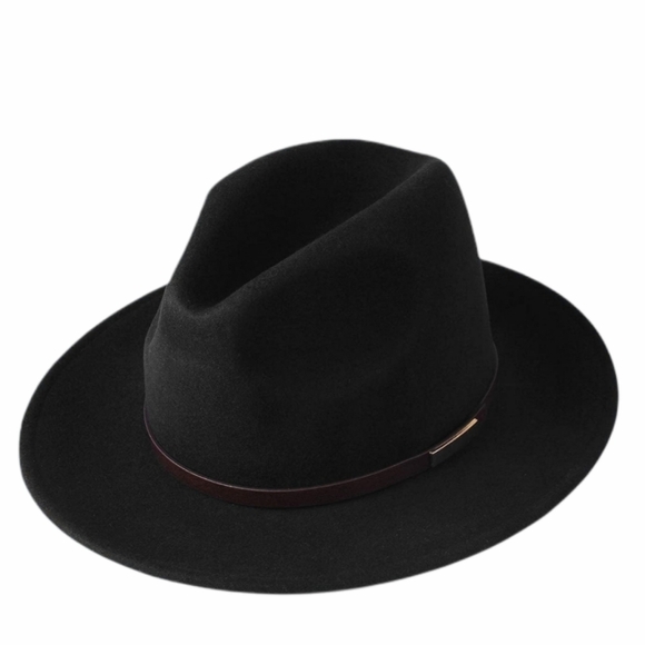 100% Australian Wool Fedora Hat Leather Band NWT